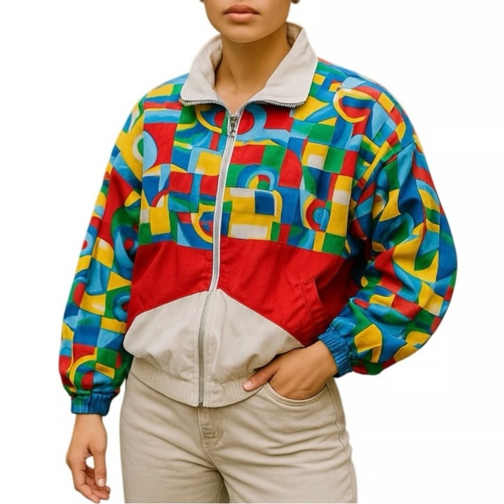 Vintage 80’s-90’d Lavon Colorful Geometric Women's Jacket Size S - Picture 1 of 9
